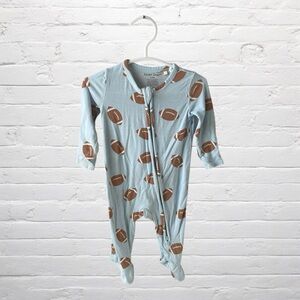 Angel Dear // Blue Football Print Bamboo Zippy Footie Pajamas